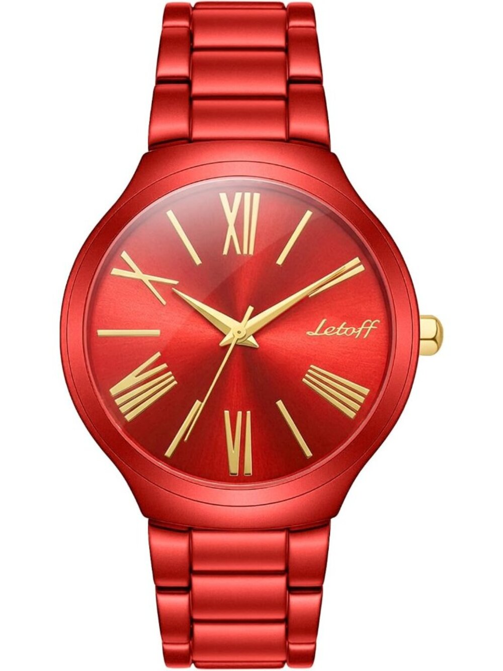 Women's Red Colorful Roman Numerals, Interchangeable Metal Strap Wrist Watches